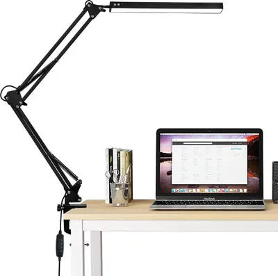 Produktbild von Bettizia LED Schreibtischlampe dimmbar 10 Helligkeitsstufen 3 Farbtemperaturen Naturlicht Kaltlicht Warmlicht verstellbarer Arm Klemmleuchte USB Metall Büro Lernlampe