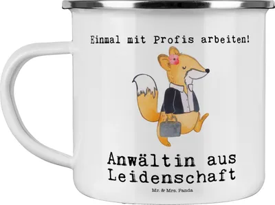 Produktbild von Mr. & Mrs. Panda Teetasse Anwältin Leidenschaft - Weiß - Geschenk, Pott, Campingtasse, Emaille Tasse, Outdoor, Beruf, Staatsexamen, Lustig, Spruch, Reisebecher, Danke