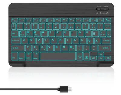 Zdjęcie produktu dla Klawiatura Bluetooth bezprzewodowa, czarna, kompatybilna z tabletami