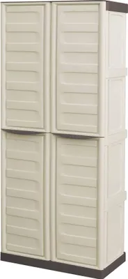 Produktbild von Daldegan Outdoor-Garderobe, Mehrzweck-Balkongarderobe, 2-türiger Besenschrank, 100 %  Italy, 70 x 47 x 178 cm, Beige und Braun, gestreifte Oberfläche
