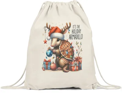 Produktbild von It’s the Holiday Armadillo Lustiges Gürteltiermotiv Turnbeutel Geschenkidee witziges Design Weihnachten