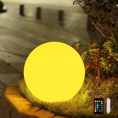 Produktbild von Solar-Strandlampe 15 cm, 16-farbige Farbwechsel, wasserdicht, große Sphäralampe, mit Erdanschluss, für Terrassen, Gärten und Rasen.