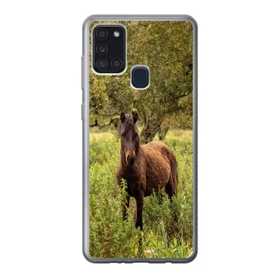 Produktbild von MuchoWow® Handyhülle Schutzhülle Hülle für Samsung Galaxy A21s Pferd - Wald - Gras Silikon Softcase Handy Hülle - Hartschale