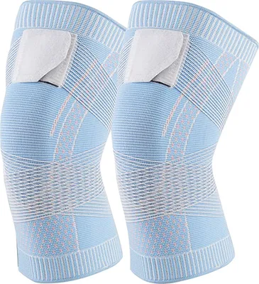 Produktbild von 2 Stück Kniebandage für Männer und Frauen, verstellbare Kompression, Sport-Knieschoner, Patellasehnen-Entlastungsmanschette zum Laufen und Volleyball