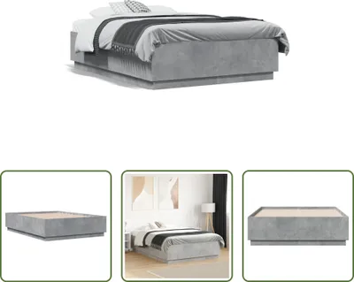 Produktbild von The Living Store Bettgestell Betongrau 135x190 cm Holzwerkstoff