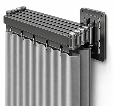 Produktbild von Faltbare Duschvorhangstange - Aluminium - Dunkelgrau