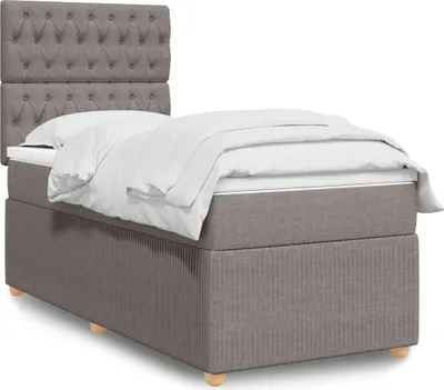 Produktbild von Boxspringbett mit Matratze Taupe 100x200 cm Stoff, Klassische Betten 2024 Neu DesignMöbel