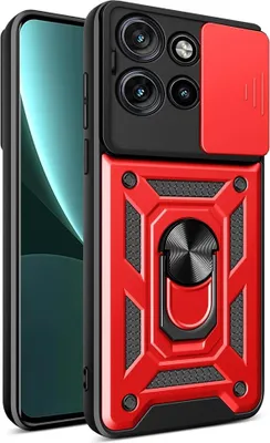 Produktbild von Motorola Edge 50 Neo Hülle - Coverup Armor Ring Ständer Back Cover mit Kamera Schutz - Rot