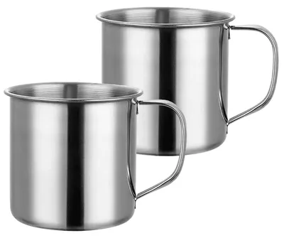 Obrázek produktu pro Nerezový hrnek na vodu, kempingová káva z nerezové oceli s rukojetí, sada 2 kusů