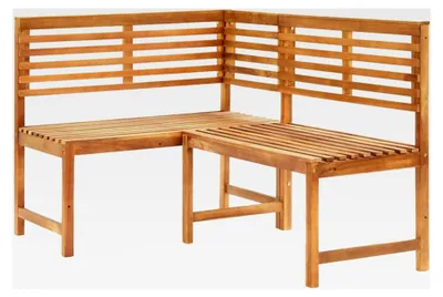Produktbild von Eckbank für den Garten 140 cm aus massivem Akazienholz, Balkonbank für kleine Balkone
