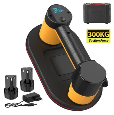 Zdjęcie produktu dla Elektryczny podnośnik próżniowy - płyta ssąca do szkła i płytek - udźwig 300 kg - inteligentny wyświetlacz - bateria 4000 mAh - 2 akumulatory