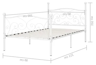 Produktbild von Bettgestell ohne Matratze mit Lattenrost - Metall weiß 90x200 cm