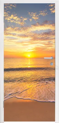 Produktbild von MuchoWow® Türtapete Selbstklebende Türfolie Strand - Sonnenuntergang - Meer 75x205 cm Türposter Türaufkleber Klebefolie Türklebefolie - XXL-Aufkleber - Tür Tapeten
