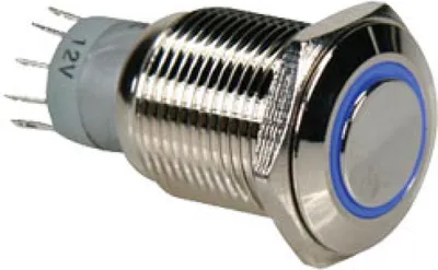 Image de Interrupteur rond en métal Spdt 1No 1Nc - Anneau bleu