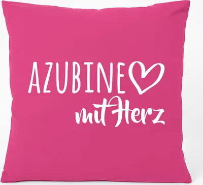 Produktbild von Huuraa Kissen Azubine mit Herz 40x40cm mit Füllung Fuchsia Baumwolle Dekokissen Geschenkidee