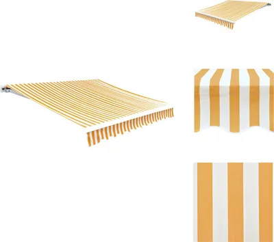Zdjęcie produktu dla vidaXL Poszycie markizy żółto-białe 4x3 m (bez ramy) - Markizy