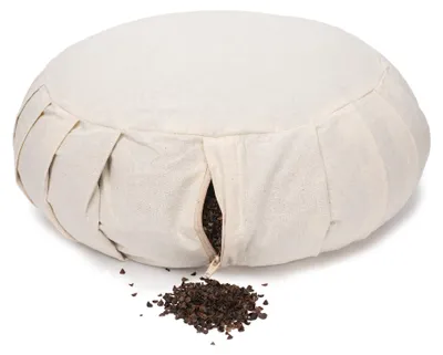 Produktbild von yogabox Meditationskissen / Yogakissen Zafu BASIC mit ZIP - grau 31 x 31 x 15 cm Buchweizenschalen
