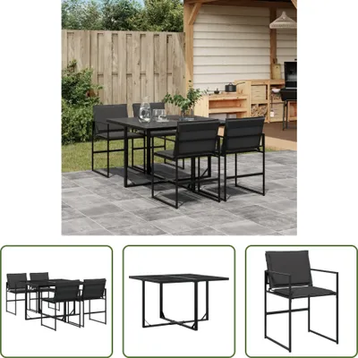 Produktbild von The Living Store 5-tlg. Garten-Essgruppe mit Kissen Schwarz Textilene