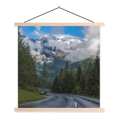 Produktbild von MuchoWow® Textilposter Unterwegs am österreichischen Großglockner in Europa 60x60 cm mit holzfarbenen Rahmen - Wanddekoration