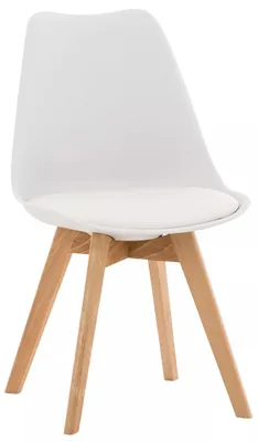 Produktbild von In And OutdoorMatch Besucherstuhl Roma - Esszimmerstuhl - Weißes Kunstleder - Holzbeine - 1er-Set - Sitzhöhe 48 cm - Deluxe
