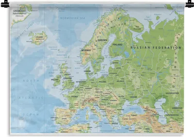 Produktbild von MuchoWow® Wandteppich Wandbehang Karte - Europa - Geographie 150x112 cm Tapisserie Dekoration Wandtuch - Wanddecke - Wandteppiche