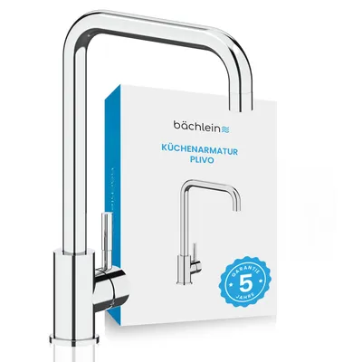 Produktbild von Bächlein Küchenarmatur 360 Grad schwenkbar - in Chrom– Einhand-Spültischbatterie mit 360° schwenkbarem Auslauf, Wasserhahn für die Küche