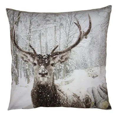 Produktbild von Clayre & Eef Kissenbezug 45x45 cm Braun Weiß Polyester Hirsch