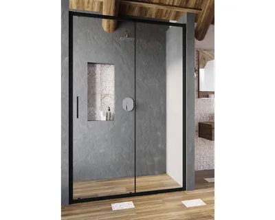 Produktbild von Duschabtrennung für Nische, Duschabtrennung RAVAK BLSDP2 - 110 Blix Slim, 110 cm, Farbe Rahmen: Schwarz, Glasausführung: Klares Glas, Artikelnummer: X0PMD0300Z1