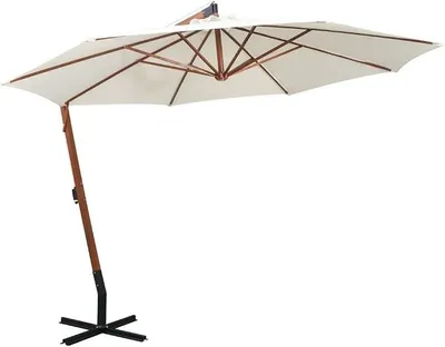Produktbild von Sonnenschirm, Sonnenschutz Garten, Sonnenschirm Terrasse, Balkonsonnenschirme, Balkon Sonnenschutz, Balkon Sichtschutz Uv-Schutz, Ampelschirm 350 cm Holzmast Weiß
