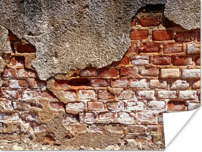 Produktbild von MuchoWow® Poster Ziegel - Mauer - Beton 120x90 cm - Wandbild