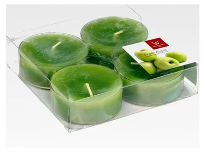 Produktbild von 4er Set Maxi Teelichter Astrid, apfelgrün, 1,9 cm, Ø 5,7 cm, 8 h - Duftteelichter