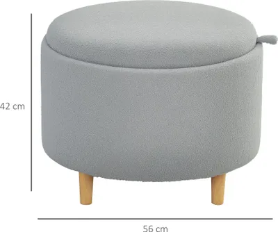 Image de HOMCOM : Tabouret de repos avec rangement, pouf rond avec couvercle rabattable
