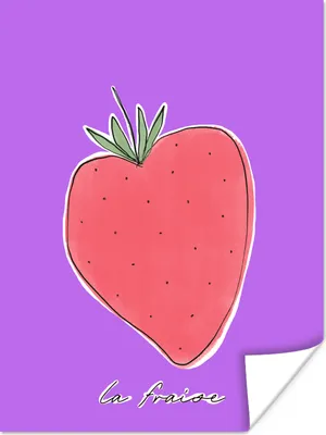Produktbild von MuchoWow® Poster Erdbeere - Obst - Zitate 90x120 cm - Wohnzimmer