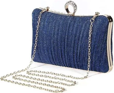 Produktbild von Unyqoos® Clutch Abendtasche aus Satin, 19x4x12 cm – funkelnde Glitzer-Clutch mit Klickverschluss & 2 Kettenlängen, Schulter-/Handtasche für Hochzeit, Ball, Cocktail
