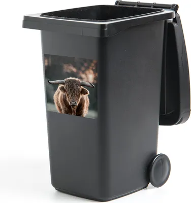 Produktbild von MuchoWow® Mülltonnenaufkleber Schottischer Highlander - Tier - Sonnenuntergang 40x40 cm - Abfall-Aufkleber - Container - für Abfallcontainer