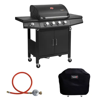 Produktbild von TAINO RED 4+1 Brenner Gasgrill Abdeckung Set Gasregler BBQ Zubehör Cover