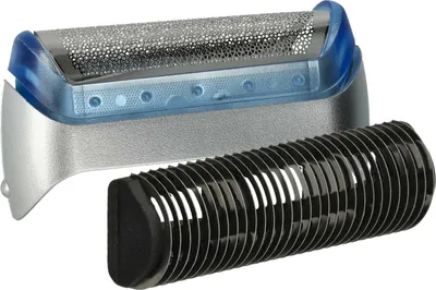 Produktbild von vhbw 1x Klingenblock, 1x Scherfolie mit Rahmen kompatibel mit Braun 2778, 2775, 2776, 1735, 2338, 2675, 2828, 2615 Rasierer - Kombipack Schwarz Silber