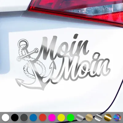 Produktbild von PantherPixel Moin Moin Aufkleber Anker Nordsee Ostsee Küste Sticker Auto Geschenkidee Farbe Chrom-Silber