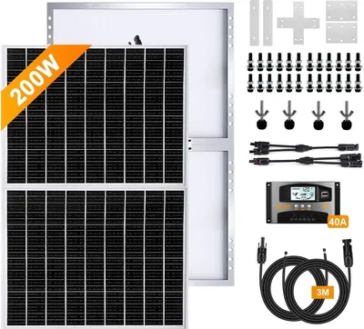 Produktbild von Balkonkraftwerk 200Watt 12Volt Mono Solarpanel Photovoltaik Solaranlage Solar Set Solarmodul für Wohnmobil/Haus/Balkon