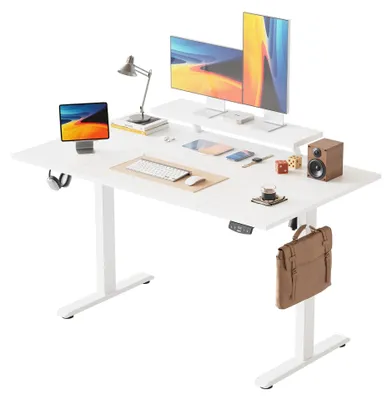 Elektrisch höhenverstellbarer Schreibtisch 140x80 cm, weiß