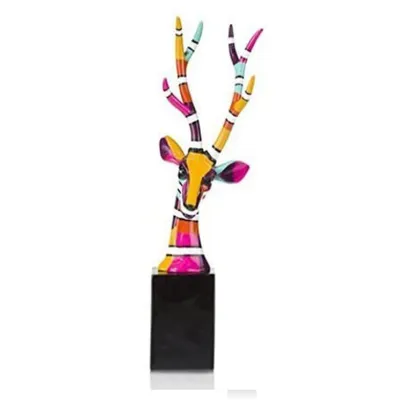 Produktbild von COCOMaison Skulptur Hirsch54- Sockel Statue Deko modernes Design handbemalt Skulptur Figur (aus Polyresin, 1 St., Kunstfigur), Statuen Wohnung
