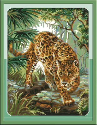 Kreuzstich-Set Leopard, vorgedruckt, 48 x 61 cm