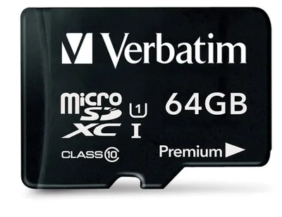 Produktbild von Verbatim Premium, 64 GB, MicroSDXC, Klasse 10, 90 MB/s, 10 MB/s, Class 1 (U1)