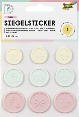 Produktbild von folia Siegel-Sticker CANDY Größen und Farben sortiert 1 Blatt à 9 Sticker