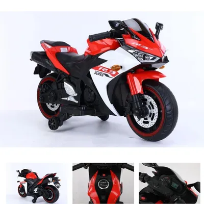 Produktbild von ES-Toys Elektro Kindermotorrad 888 Stützräder LED-Scheinwerfer Batterieanzeige rot