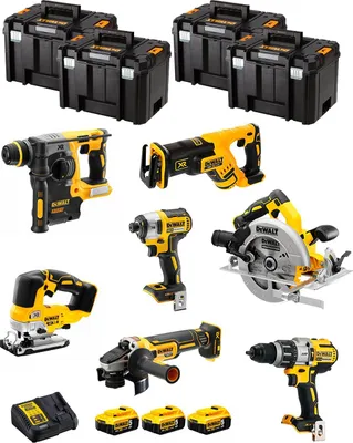 Immagine prodotto di Kit DeWALT DWK703T (DCD996 + DCH273 + DCG405 + DCF887 + DCS334 + DCS570 + DCS367 + 3 x 5,0 Ah + DCB115 + 4 x TSTAK VI)