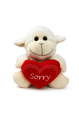 Produktbild von Plüschtier Schaf 30 cm Weiß mit Herz und Schriftzug „Sorry“ – Weiches Kuscheltier aus Plüsch
