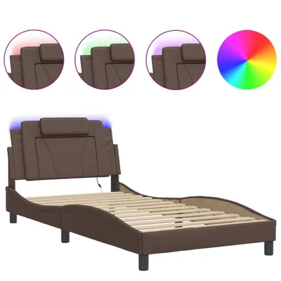 Produktbild von vidaXL Bettgestell "Viana" mit LED ohne Matratze Braun 100x200 cm
