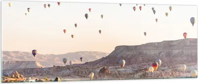 Produktbild von Bilder auf glas - Berge Ballon Flug - 140x50cm - Glasbilder - Wandbilder - Kunstdruck - zum Aufhängen bereit - Wanddekoration aus Glas - Glas Bilder - Wandbild auf Glas - Einteilig - GAB140x50-3997
