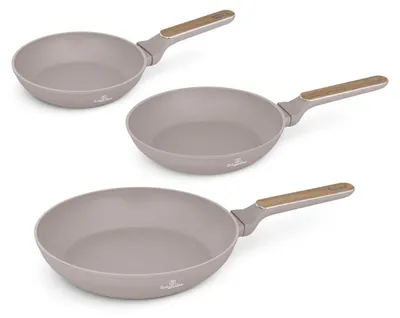 Immagine prodotto di Set di padelle antiaderenti Berlinger Haus 3 pezzi, in alluminio forgiato per la cottura a induzione con manico ergonomico,  della collezione Nordic Taupe